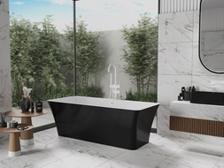 Mexen Tonia cada freestanding 170 x 75 cm, alb/negru, scurgere albă - 52171707575-20