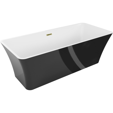 Mexen Tonia cadă freestanding 170 x 75 cm, albă/neagră, preaplin auriu - 52171707575-50