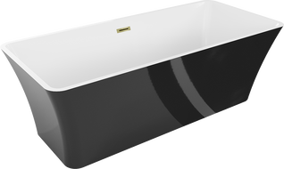Mexen Tonia szabadon álló kád 170 x 75 cm, fehér/fekete, arany túlfolyó - 52171707575-50