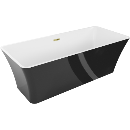 Mexen Tonia szabadon álló kád 170 x 75 cm, fehér/fekete, arany szálcsiszolt túlfolyó - 52171707575-55