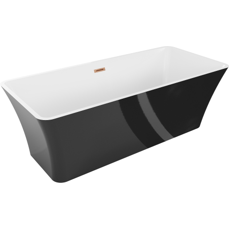 Mexen Tonia cadă independentă 170 x 75 cm, albă/neagră, preaplin cupru periat - 52171707575-65