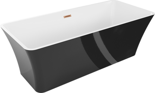 Mexen Tonia cadă independentă 170 x 75 cm, albă/neagră, preaplin cupru periat - 52171707575-65