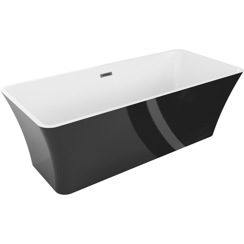 Mexen Tonia cadă freestanding 170 x 75 cm, albă/neagră, preaplin gri-gun periat - 52171707575-66