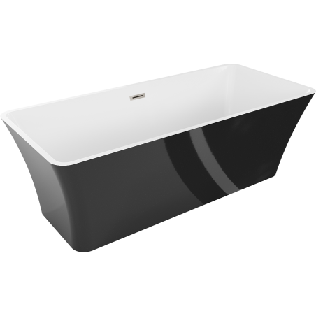 Mexen Tonia cadă de sine stătătoare 170 x 75 cm, alb/negru, preaplin nichel periat - 52171707575-97