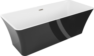 Mexen Tonia szabadon álló kád 170 x 75 cm, fehér/fekete, selyemfényű nikkel - 52171707575-97