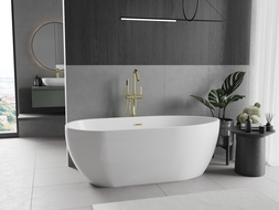 Mexen Eos cadă freestanding 170 x 75 cm, alb, evacuare aurie periată - 52471707500-55