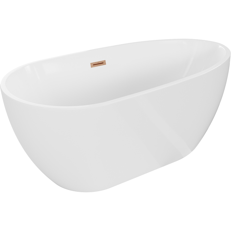 Mexen Eos szabadon álló kád 150 x 75 cm, fehér, csiszolt réz lefolyó - 52471507500-65