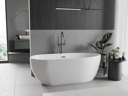 Mexen Eos cadă freestanding 170 x 75 cm, alb, cu evacuare gun metal - 52471707500-95
