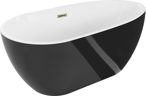 Mexen Eos cada de baie freestanding 150 x 75 cm, alb/negru, preaplin auriu - 52471507575-50