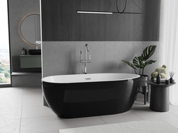Mexen Eos cadă freestanding 150 x 75 cm, alb/negru, evacuare crom - 52471507575-01