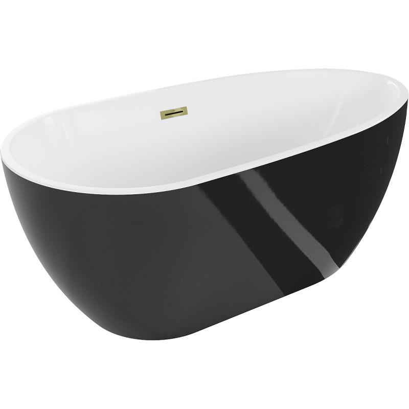 Mexen Eos cadă de baie independentă 170 x 75 cm, albă/neagră, preaplin auriu - 52471707575-50