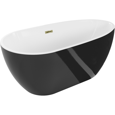 Mexen Eos cadă de baie independentă 170 x 75 cm, albă/neagră, preaplin auriu - 52471707575-50