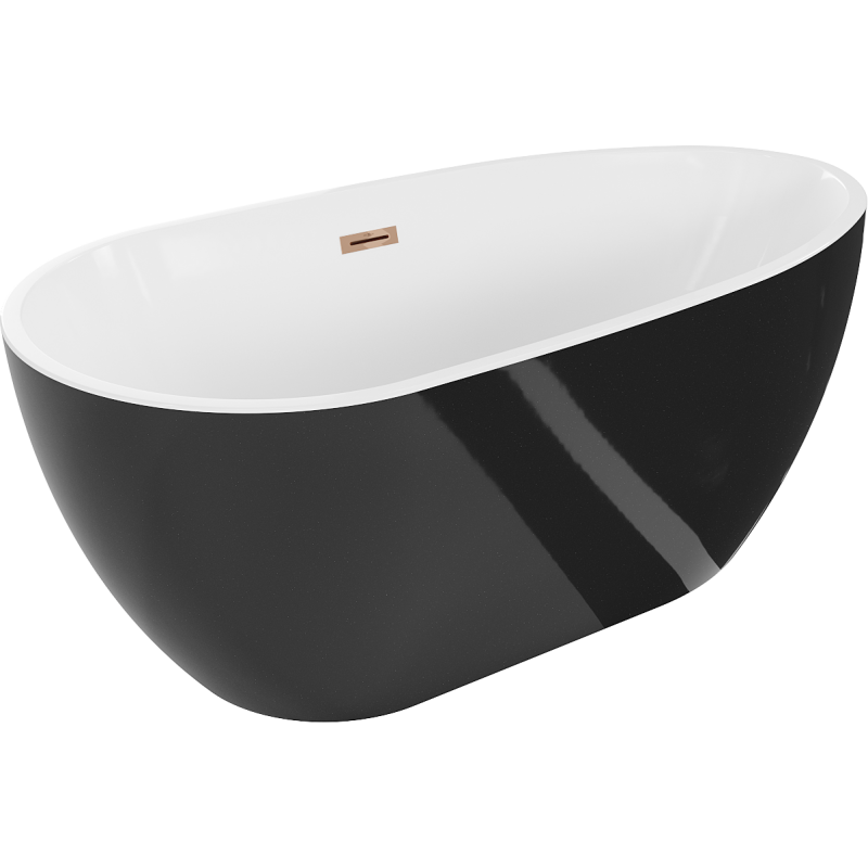 Mexen Eos cadă freestanding 170 x 75 cm, alb/negru, preaplin aur roz - 52471707575-60