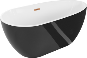 Mexen Eos szabadon álló kád 150 x 75 cm, fehér/fekete, réz csiszolt túlfolyó - 52471507575-65