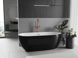 Mexen Eos cadă freestanding 170 x 75 cm, alb/negru, cu cădere de roz a aurului - 52471707575-60