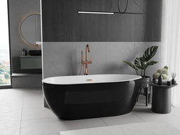 Mexen Eos cadă freestanding 150 x 75 cm, alb/negru, scurgere cu cupru periat - 52471507575-65