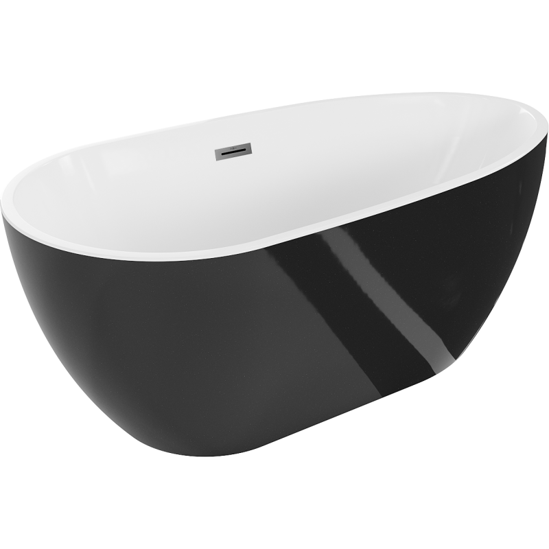 Mexen Eos cabină de baie independentă 150 x 75 cm, albă/neagră, orificiu preaplin din metal gri - 52471507575-95