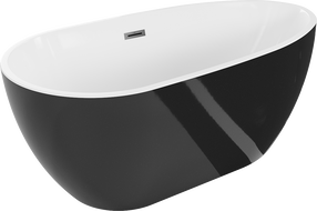 Mexen Eos szabadon álló kád 150 x 75 cm, fehér/fekete, gun metal túlcsordulás - 52471507575-95