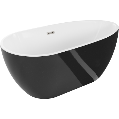Mexen Eos szabadon álló kád 170 x 75 cm, fehér/fekete, túlfolyó matt nikkel - 52471707575-97