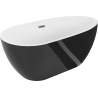 Mexen Eos cadă de baie de sine stătătoare 170 x 75 cm, albă/neagră, preaplin gun gray periat - 52471707575-66