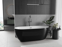 Mexen Eos cada de baie freestanding 150 x 75 cm, alb/negru, preaplin gun metal - 52471507575-95