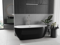 Mexen Eos szabadon álló kád 170 x 75 cm, fehér/fekete, brushed nickel lefolyó - 52471707575-97