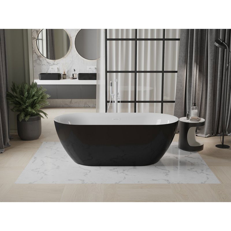 Mexen Roxy szabadon álló kád 170 x 80 cm, fehér/fekete, fehér túlfolyó - 51201708075-20