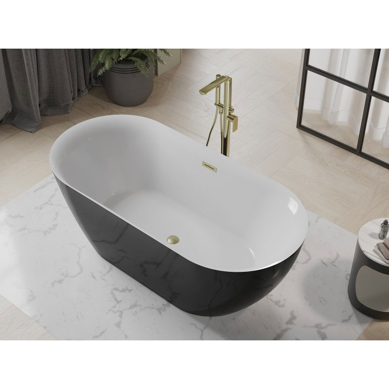 Mexen Roxy cadă freestanding 170 x 80 cm, alb/negru, preaplin auriu periat - 51201708075-55