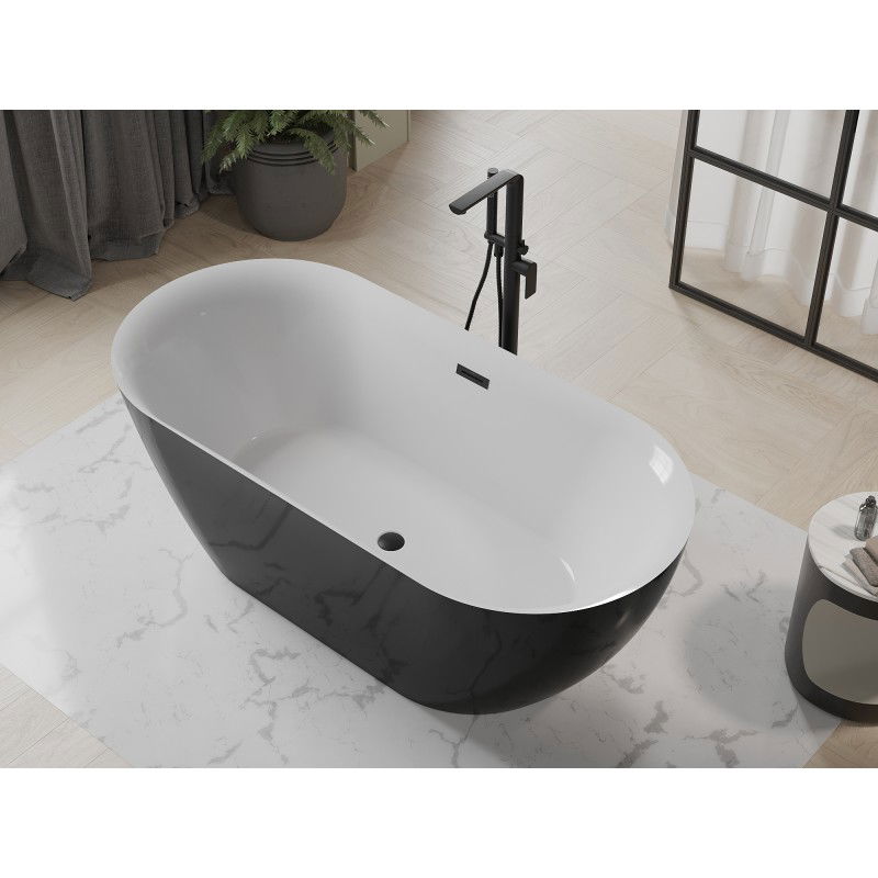 Mexen Roxy szabadon álló kád 170 x 80 cm, fehér/fekete, fekete túlfolyó - 51201708075-70