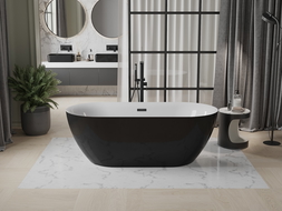 Mexen Roxy cadă de baie freestanding 170 x 80 cm, albă/neagră, preaplin negru - 51201708075-70