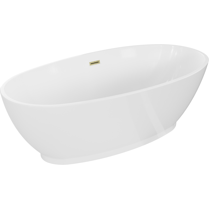 Mexen Bilbao cadă freestanding 180 x 90 cm, alb, scurgere din aur periat - 51311809000-55