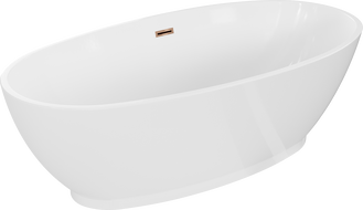 Cadă freestanding Mexen Bilbao 180 x 90 cm, albă, preaplin aur roz - 51311809000-60