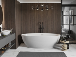 Mexen Bilbao cadă de baie freestanding 180 x 90 cm, albă, preaplin negru - 51311809000-70