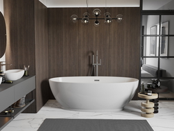 Mexen Bilbao cadă freestanding 180 x 90 cm, albă, preaplin gun metal - 51311809000-95