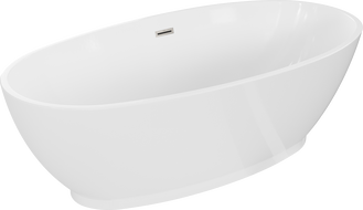 Cadă freestanding Mexen Bilbao 180 x 90 cm, alb, cu preaplin din nichel periat - 51311809000-97
