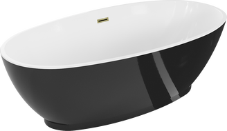 Mexen Bilbao szabadon álló kád 180 x 90 cm, fehér/fekete, arany túlfolyó - 51311809075-50