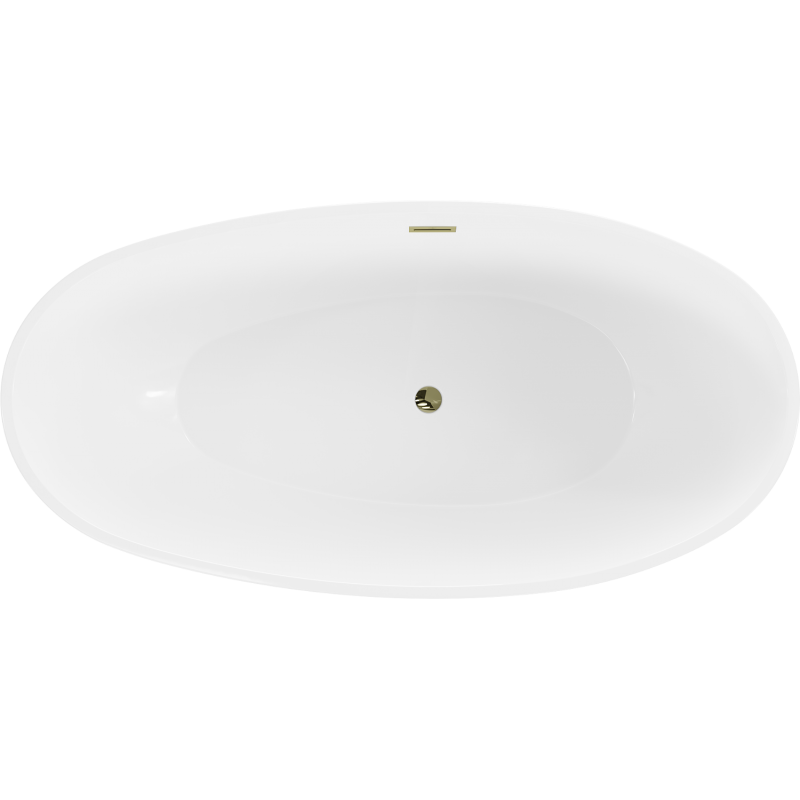 Mexen Bilbao cadă freestanding 180 x 90 cm, albă/neagră, preaplin auriu - 51311809075-50