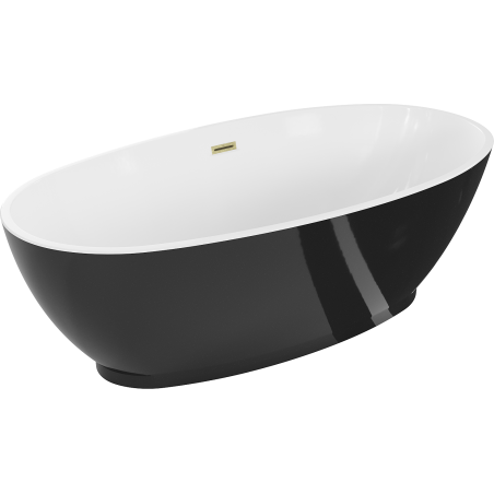 Mexen Bilbao cadă freestanding 180 x 90 cm, albă/neagră, preaplin auriu periat - 51311809075-55