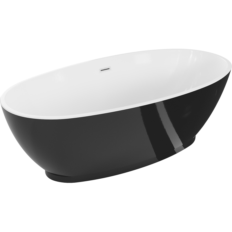 Mexen Bilbao cadă freestanding 180 x 90 cm, albă/neagră, preaplin alb - 51311809075-20