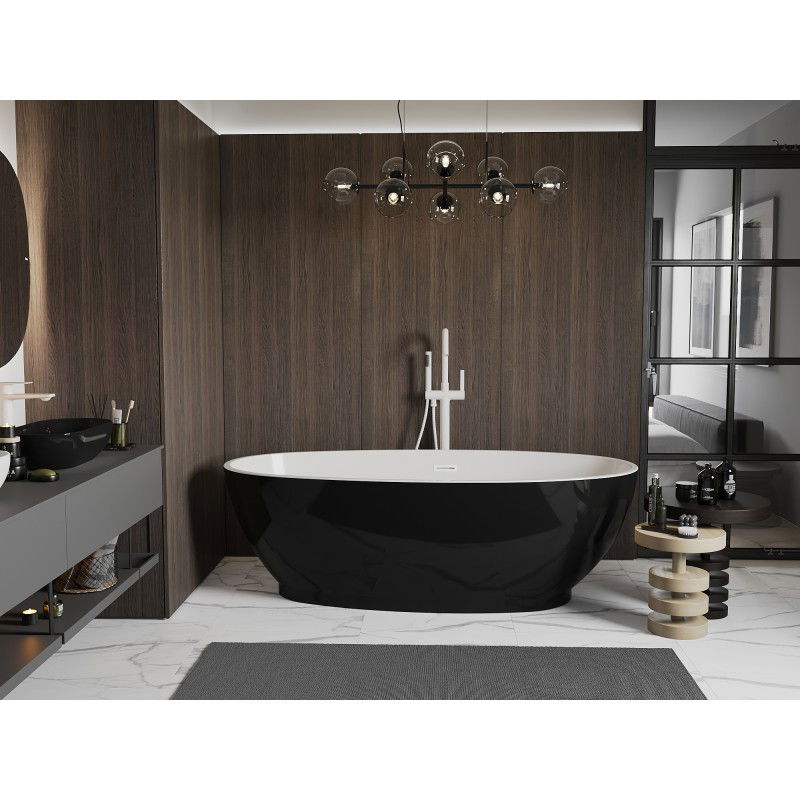 Mexen Bilbao szabadon álló kád 180 x 90 cm, fehér/fekete, fehér túlfolyó - 51311809075-20