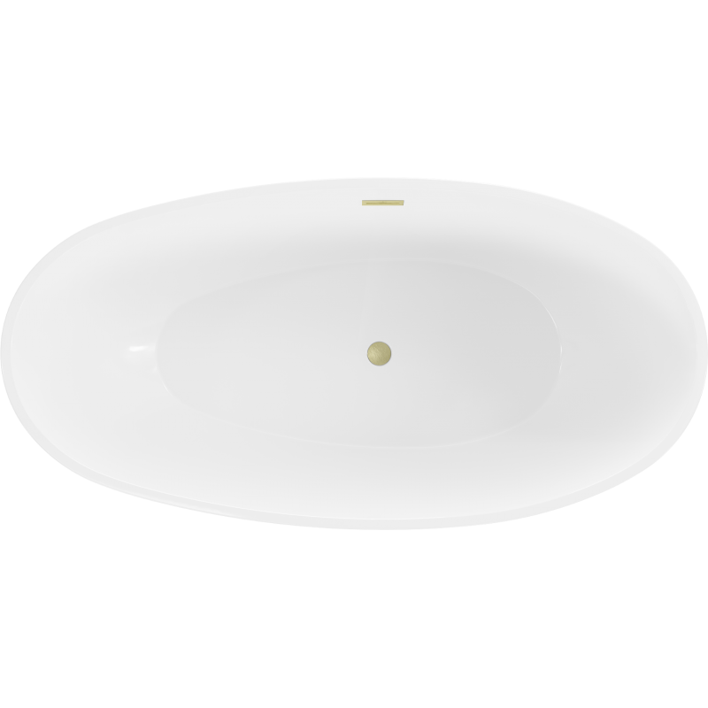 Mexen Bilbao cadă freestanding 180 x 90 cm, albă/neagră, preaplin auriu periat - 51311809075-55