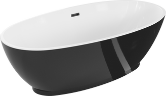 Mexen Bilbao cadă freestanding 180 x 90 cm, albă/neagră, preaplin negru - 51311809075-70