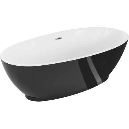 Mexen Bilbao cadă freestanding 180 x 90 cm, albă/neagră, preaplin nichel periat - 51311809075-97