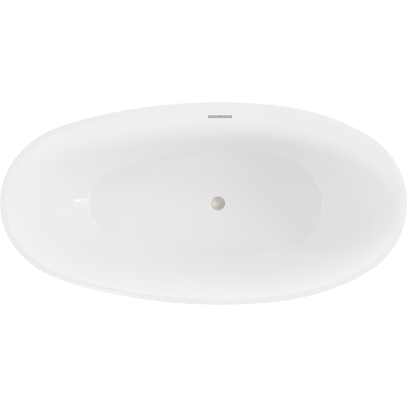 Mexen Bilbao cadă freestanding 180 x 90 cm, albă/neagră, preaplin nichel periat - 51311809075-97