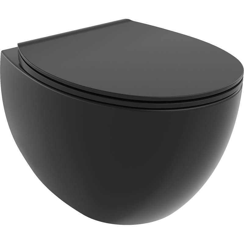 Mexen Egg Rimless WC-csésze lassan záródó slim duroplast ülőkével, fekete matt - 30245070