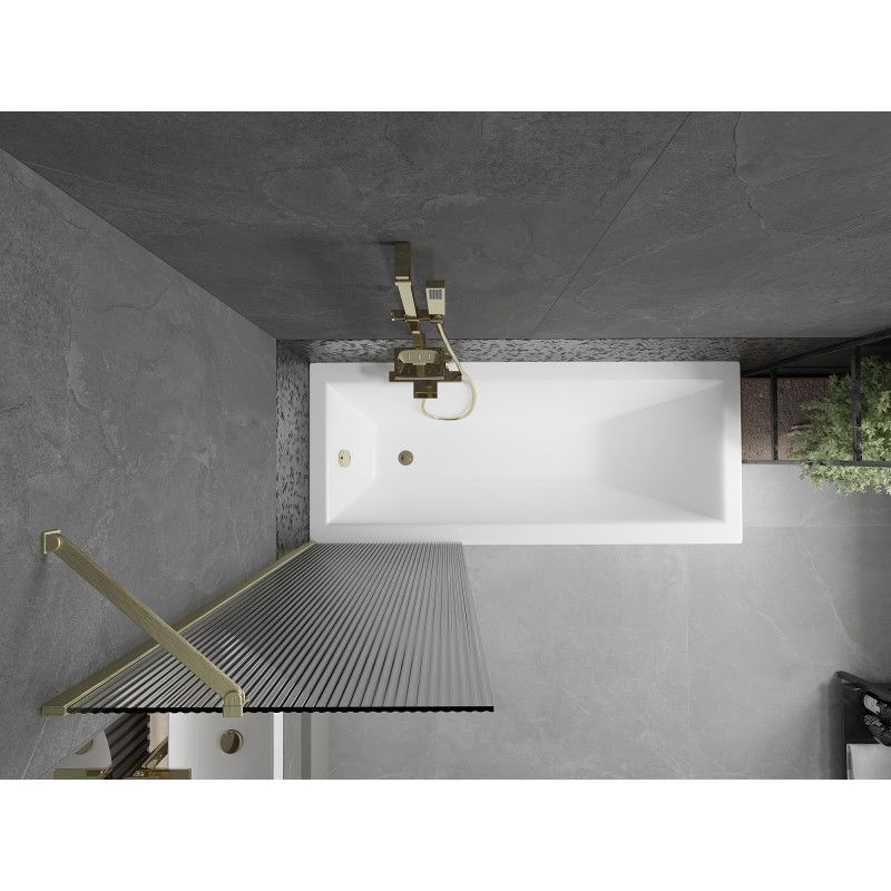 Mexen Next paravan de cadă cu un singur panou 60 x 150 cm, dungi, auriu periat - 895-060-000-00-09-55