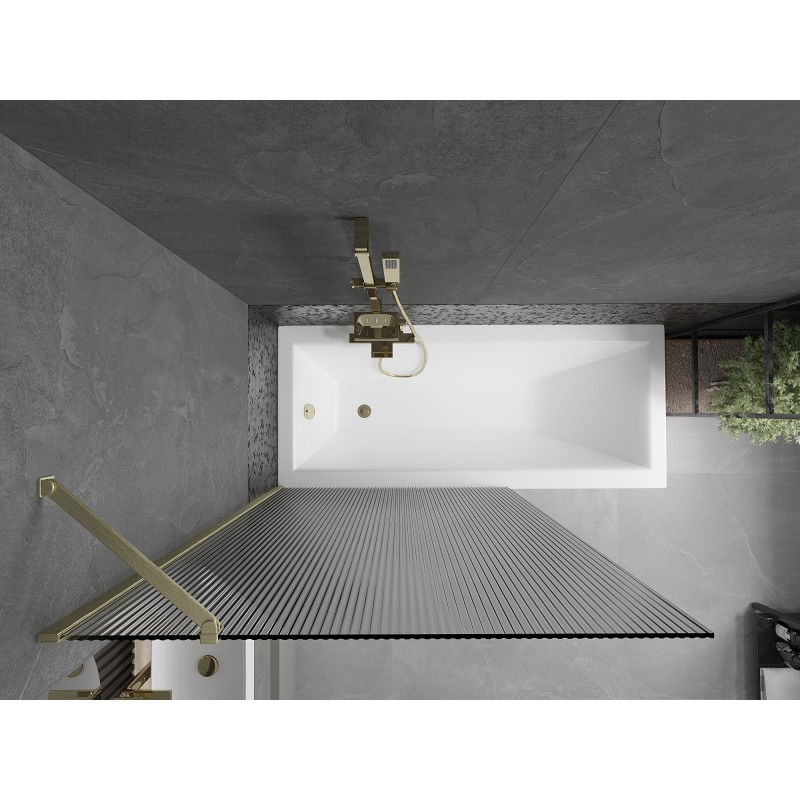 Mexen Next paravan de cadă cu 1 panou 100 x 150 cm, dungi, auriu periat - 895-100-000-00-09-55