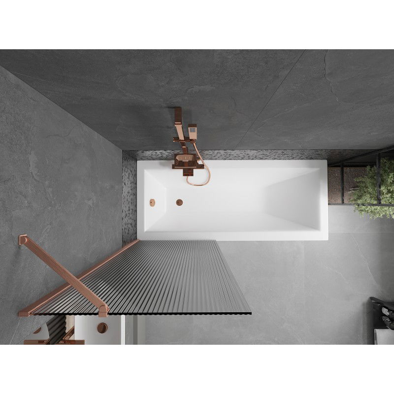 Mexen Next kádparaván 1-szárnyú 70 x 150 cm, csíkos, kefélt réz - 895-070-000-00-09-65