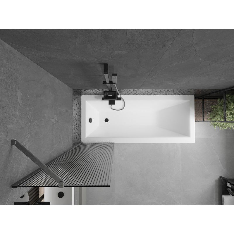 Mexen Next 1-szárnyú fürdőszobai paraván 50 x 150 cm, csíkos, fegyverszürke kefezett - 895-050-000-00-09-66