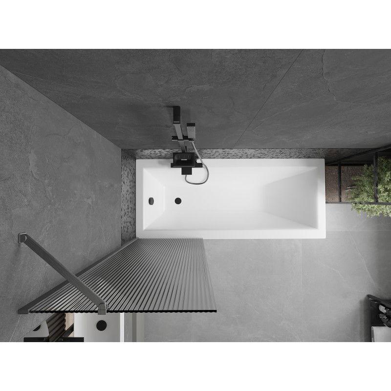 Mexen Next paravan cadă 1-canat 60 x 150 cm, dungi, gri armat periat - 895-060-000-00-09-66